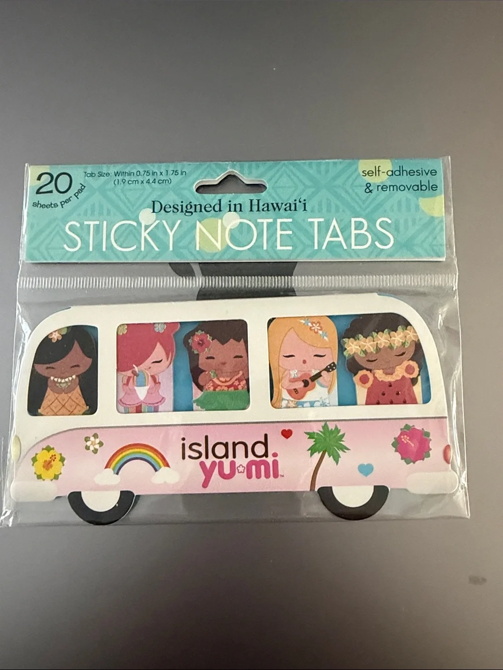 Hawaiian Floral Sticky Note & Tab Set - Blue, Pink, White